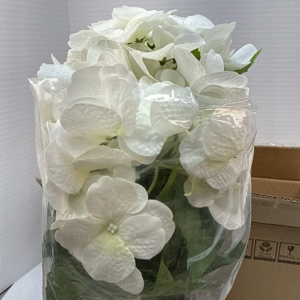 Artificial Flowers Double-Sided Real Touch Large Hydrangea Pink Silk Potted Fake
